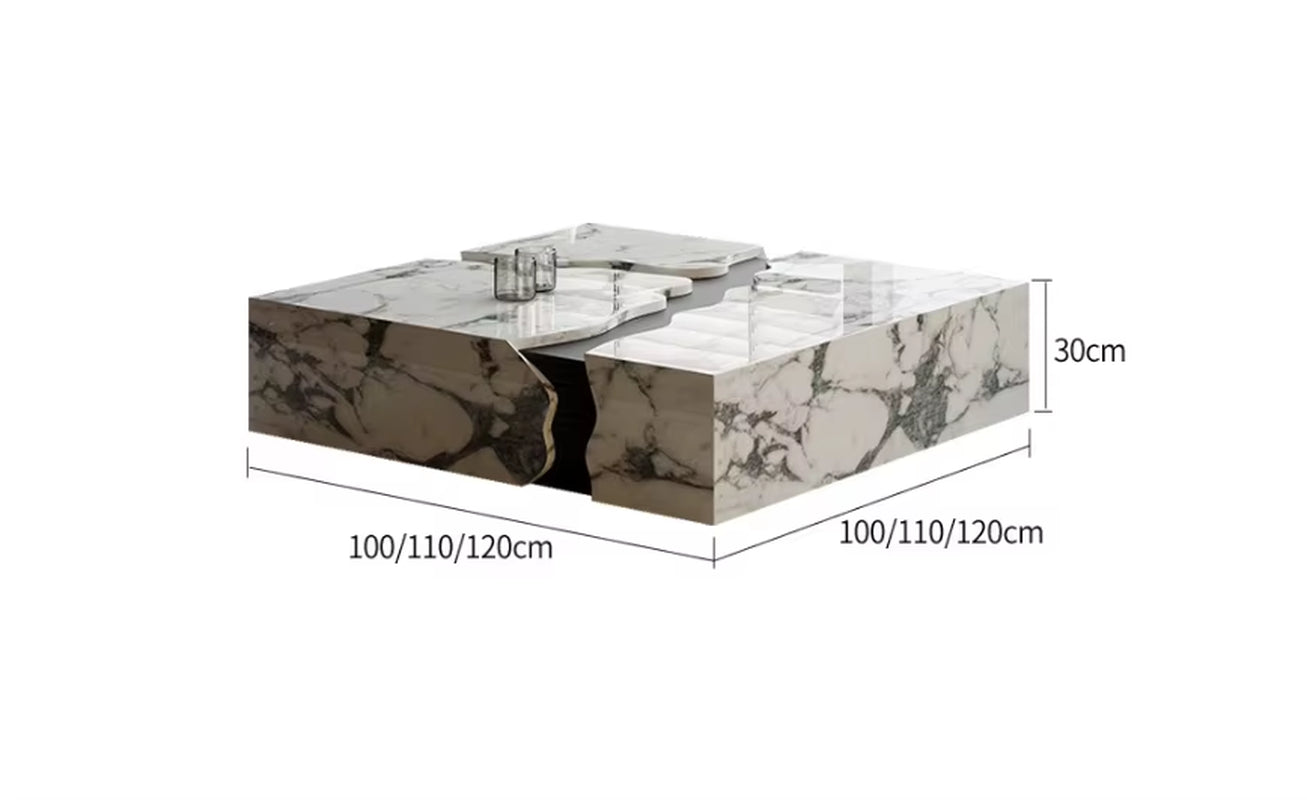 2025 Minimalist Black Solid Wood Coffee Table Luxury Natural Marble Top Creative Designer Living Room Centerpiece Home Furniture