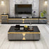 Modern Light Luxury Tempered Glass Gold Marble Coffee Table and TV Cabinet with Drawer Combination for Living Room Furniture