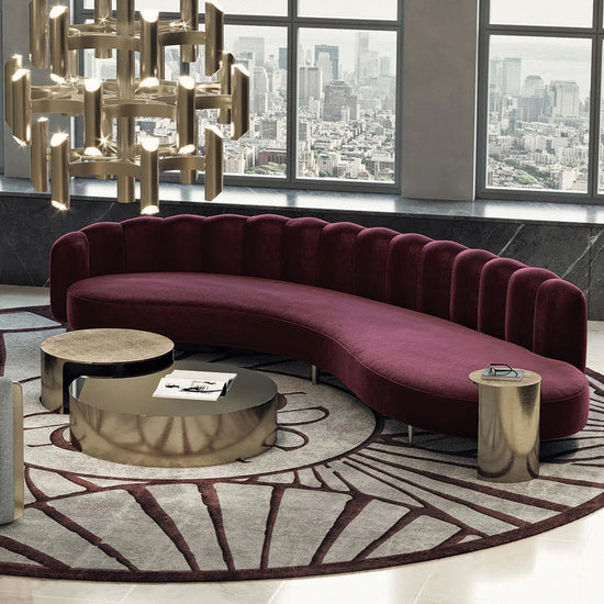 Modern High Quality Velvet Italian Furniture Living Room Sofas Curved Sofas for Home Luxury